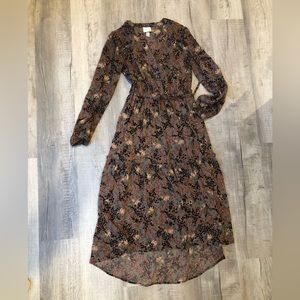 Fitted boho winter long sleeve Midi dress